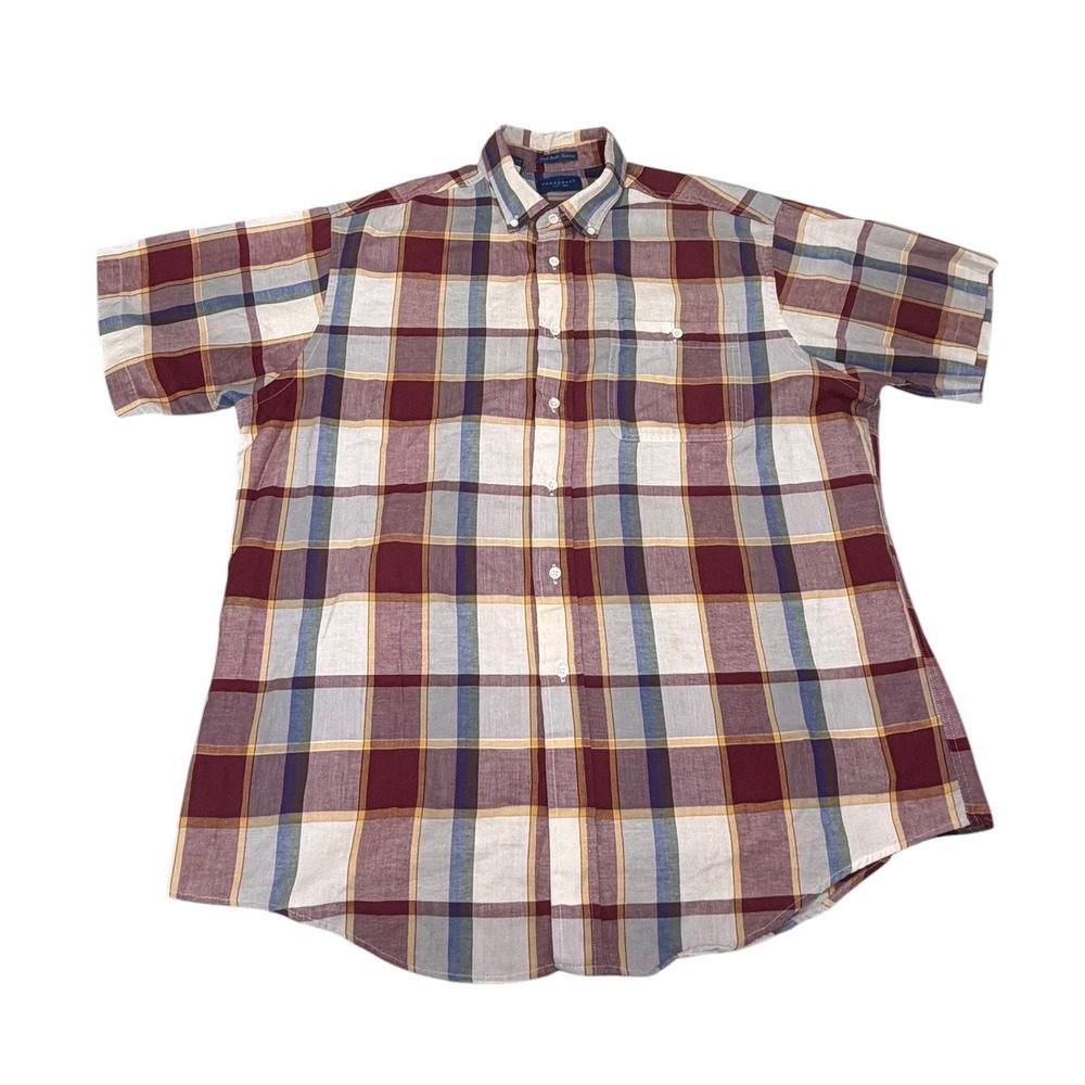 Vintage Towncraft Mens Button Down Plaid Shirt XL USA Lightweight‎ Grandpa